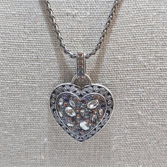 Brighton‎ Trust Your Journey Blue Neutral Crystal Heart Necklace